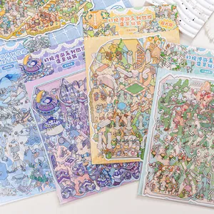 Wonderland roaming series miniature diorama stickers set for DIY scrapbooking decor