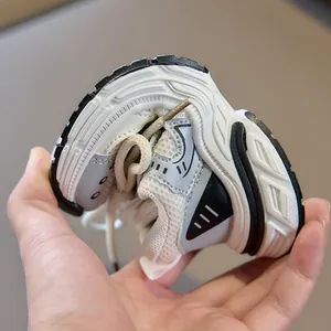 Macro shot showing extreme flexibility of the soft breathable mesh kids sneakers
