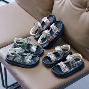 Jungen Camouflage Sandalen Kinder Sommer Outdoor Strand Schuhe Verstellbare Klettverschluss Dicke Gummisohle Sportlich Lässig Schuhe