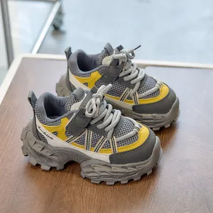 Detail of children's chunky sneakers with breathable mesh and anti-slip rubber soles
