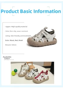 Detail of kids sport sandals featuring breathable mesh and durable rubber tire sole