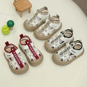 Kids breathable mesh sandals with closed-toe rubber sole in three stylish colors