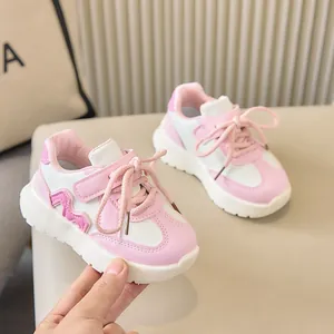 Baskets décontractées pour enfants rose et blanc avec velcro et semelle antidérapante