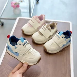 Toddler Kids Cartoon Sneakers PU Leather Velcro Casual Walking Shoes Boys Girls Comfortable Non-slip Soft Sole Sports Shoes
