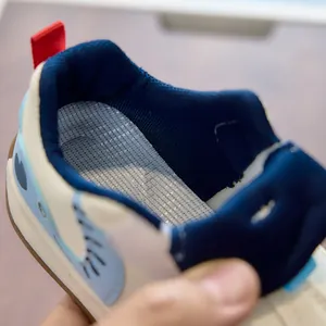 Detail of breathable inner lining and textured anti-slip insole in kids sneakers