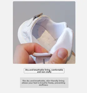 Detail view of breathable white mesh lining and soft interior of the toddler sneaker