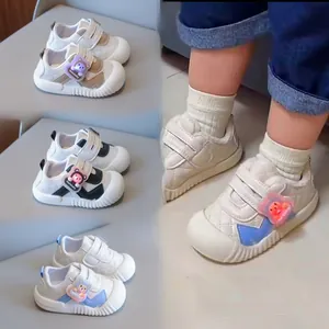Cartoon Bear Baby First Walker Shoes LED Light Up Soft Sole Anti Slip Microfiber Leather Toddler Sneakers For Boys Girls