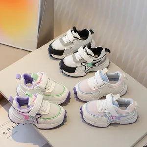 Kids Breathable Mesh Sneakers Star Pattern Casual Sports Shoes Velcro Closure For Boys Girls Toddlers