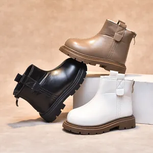 British style kids boots in black, khaki and white with durable rubber soles