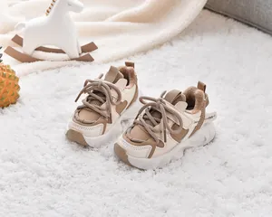 Detail view of winter toddler sneakers with warm plush lining and non-slip thick sole