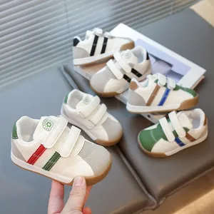 Kids vintage sneakers with double hook-and-loop straps and non-slip rubber soles