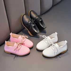 Kids British Style Leather Shoes Lychee Grain PU Lace Up Oxford Shoes For Boys Girls Casual School Formal Wear