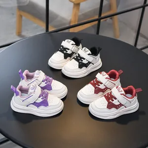 Baskets Pour Enfants Chaussures De Course Bébé Garçons Filles Imperméable Cuir PU Crochet Et Boucle Bloc De Couleur Sport
