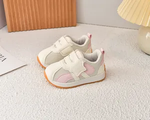 Detail view of toddler breathable mesh sneakers with anti-slip rubber soles and velcro