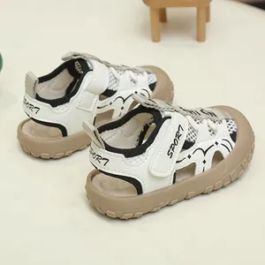 Detailed close-up of kids tire sport sandals with breathable mesh and anti-slip rubber sole