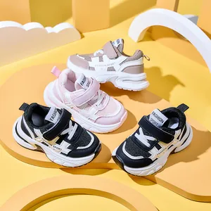 Kids Sneakers Boys Girls Breathable Mesh Sports Shoes Fashion Velcro Non-Slip Soft Sole Running Shoes Daily Casual Footwear