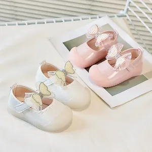 Chaussures Mary Jane pour Bébé Fille Princesse Nœud en Künstliche Perles Cuir PU Souple Chaussures de Marche Semelle en Caoutchouc