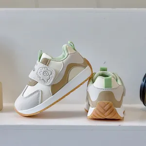 Detail of toddler athletic shoes with monster velcro strap and anti-slip rubber sole
