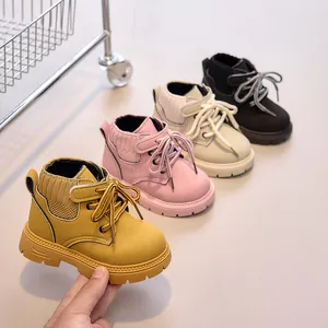 Classic children's suede ankle boots with knit cuffs and non-slip rubber soles in 4 colors