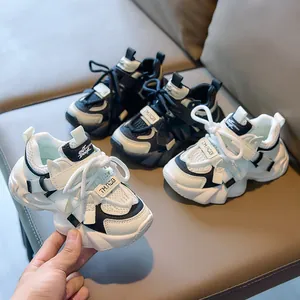Kids breathable mesh sneakers with chunky anti-slip rubber soles and velcro straps