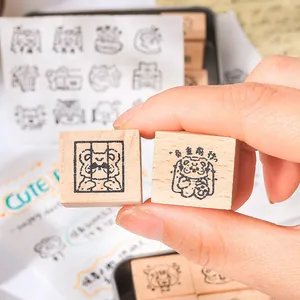Coffret de tampons créatifs en bois avec ours mignons pour DIY journal et scrapbooking