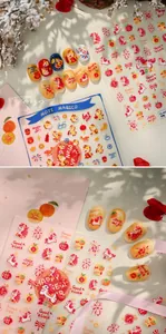 Autocollants 3D pour ongles avec chevaux mignons et motifs festifs de la nouvelle année