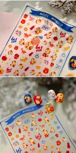 Détails de stickers à ongles Nouvel An avec dragons et symboles festifs chinois