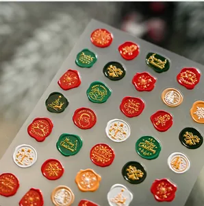 Detail van 3D-reliëf kerstnagelstickers met retro lakzegelontwerpen en patronen