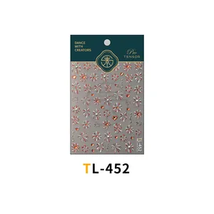 Detailed close-up of TL-452 nail stickers with red and silver glitter fireworks and hearts