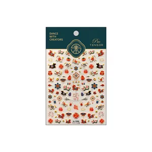 New Chinese style nail art stickers M1366 with enamel pony and lucky charms