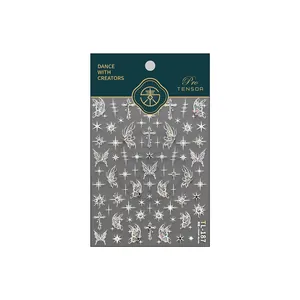 Laser silver butterfly and star nail stickers TL-187 for French style manicures