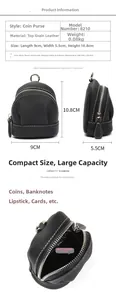 Detailed size specifications and internal capacity of the mini leather backpack coin purse