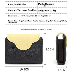 Detail view of the elephant leather card holder showing size 10.5cm x 2.5cm x 8.5cm