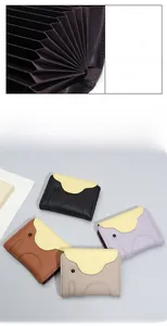 Detail of the accordion card slots in an elephant leather wallet with multi-color options