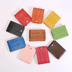 Genuine Split Cowhide Leather Driving License Holder Wallet Multi Card Slot Registration Certificate Protector Case Snap Closure
