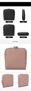 Mehrwinkelansicht der Leder-Schmucktasche mit Reißverschluss in Rosa und Schwarz
