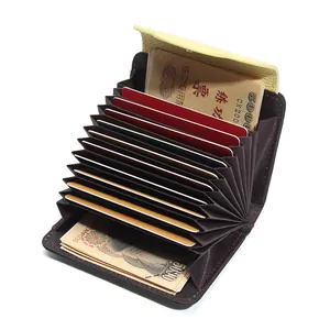 Japanese style cute elephant leather card holder with large capacity and accordion slots