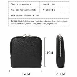 Organizador de joyas de cuero genuino y monedero con dimensiones de 12x11x2,5 cm