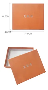 Boîte cadeau orange motif litchi avec dimensions de 14,5x11,5x3,8 cm