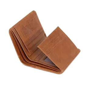Vintage brown crazy horse leather wallet for men with multi-card slots and RFID blocking