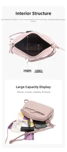 Innenansicht der rosa Lederumhängetasche mit Kartenfächern und Stauraum für Essentials