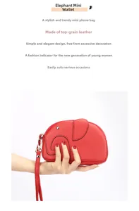 Detail of red elephant-shaped coin purse crafted from premium pebble grain leather
