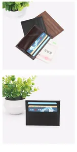 Slim genuine crazy horse leather card holder in black and brown with multi-slot design