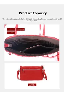 Detailansicht der roten Krokodilledertasche mit Kartenfächern und Reißverschlussfach hinten