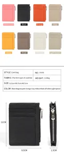 Detailed view of leather card holder with litchi texture and multiple color options