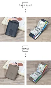 Detailed view of leather wallet interior with card slots and strong metal money clip