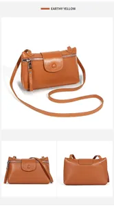 Macro detail of the earthy yellow pebble leather crossbody bag with dual closure design
