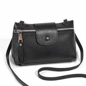 Women Top Layer Cowhide Crossbody Bag Pebbled Texture Simple Fashion Genuine Leather Small Square Shoulder Bag Niche Phone Bag