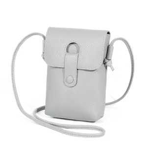 Echt Leder Eerste Laag Koeienhuid Mobiele Telefoontas Vrouwen Litchi Textuur Crossbody Kleine Schoudertas Met Kaartsleuf