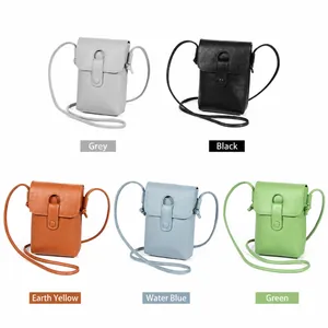 Echt lederen crossbody telefoontasje in diverse kleuren met kiezeltextuur